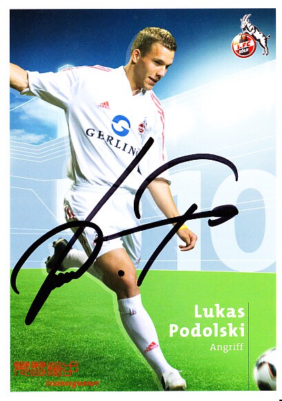 Podolski Cologne 2005-06 season autograph official card star card