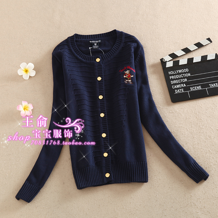 2015 Autumn Embroidered Winnie the Pooh Cardigan Sweater Korean Style Plus Size Casual Sweater Women's College Style 360
