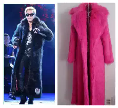 Ultra-long imitation leather BAO WENDJ coat for men AND women Wang Fan nightclub stage outfit sexy long coat fur multi-color