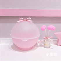 ins Nordic girl heart pink bow with lid cosmetics jewelry storage box desktop finishing box