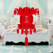 Festival supplies New flocking cloth Happy word blessing word palace lamp Wedding room decoration decoration pull flower hollow lantern hanging ornaments