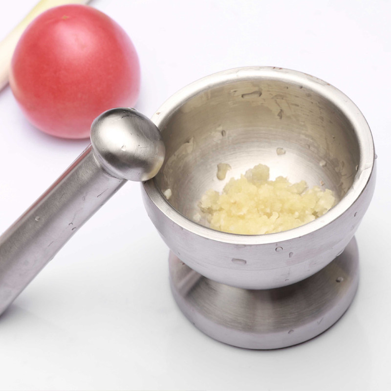 304加厚不锈钢捣蒜器蒜臼压蒜器捣药罐盅压蒜泥器研磨器辅食研磨