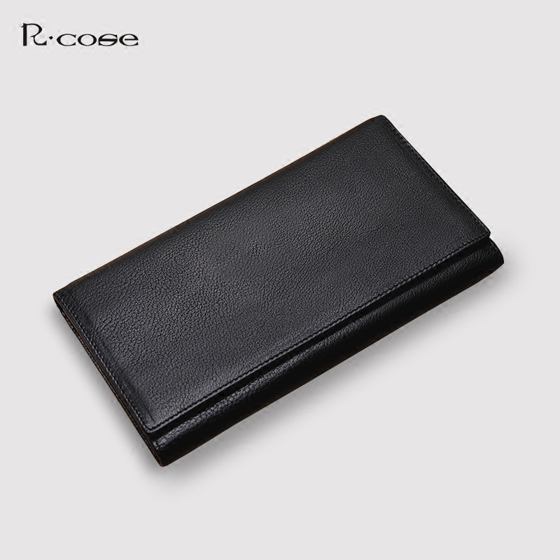 Minimalist men genuine leather multi-position small hand bag trifold cross section long version money clip head layer soft bull leather wallet 23 screens