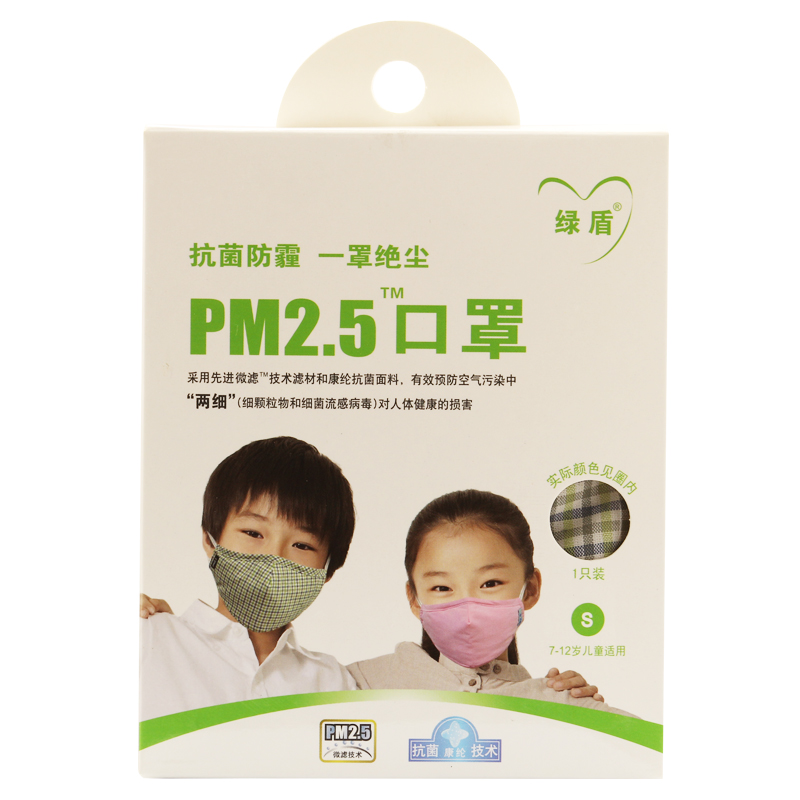 绿盾 PM2.5专业口罩 1片装含滤片 儿童型 防霾防尘防流感冒 透气