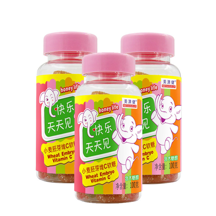 美澳健小麦胚芽维生素C软糖 100g*3瓶 含小麦胚芽维生素C VC