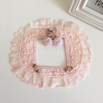 Special offer 10 exquisite Korean pastoral lace fabric switch stickers wall stickers switch socket set Pink