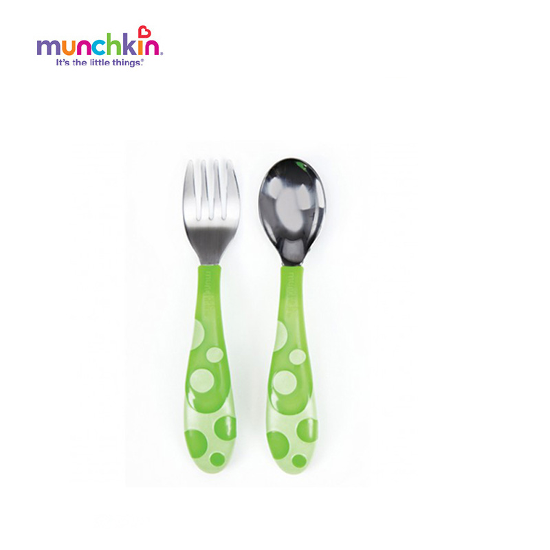 美国munchkin 麦肯齐儿童不锈钢叉勺套装 宝宝餐具不含BPA1岁宝宝