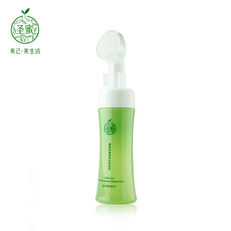 圣蜜绿茶净浊透爽洁面泡沫 深层清洁 收缩毛孔 补水保湿 洁面刷