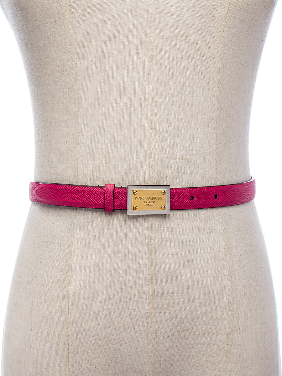 Dolce&Gabbana 紫红石头纹铭牌扳扣腰带