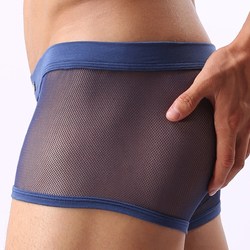 ຜູ້ຊາຍ summer ultra-thin sexy mesh mesh hole ice silk U convex bag breathable transparent triangle boxer briefs