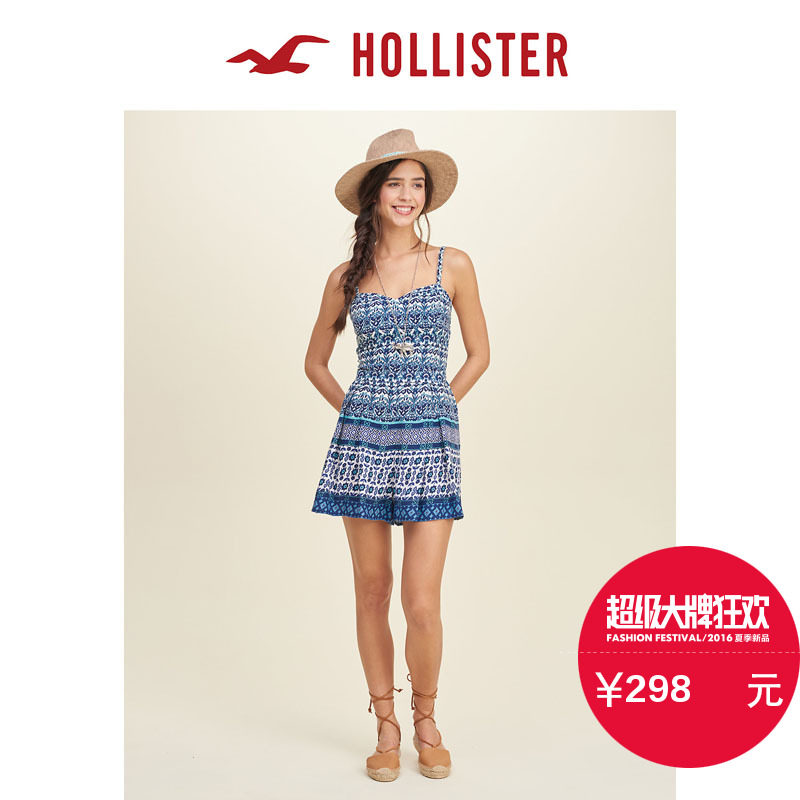 Hollister 2016春装新款印花人造丝连衫裤 女 119002