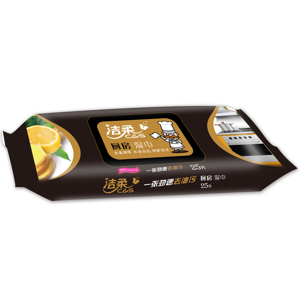 洁柔厨房湿巾25片/包 生姜精华 清洁杀菌 去油去污 呵护双手