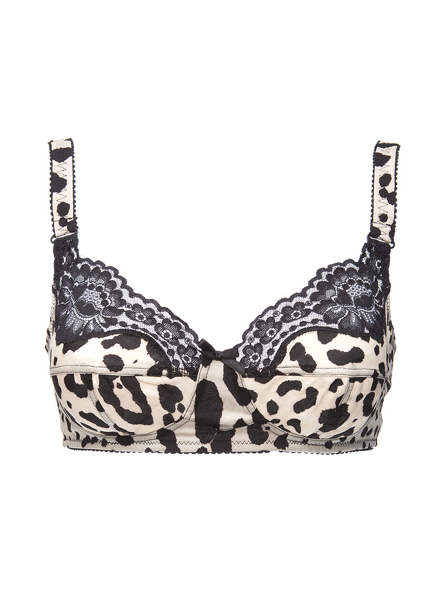 Dolce&Gabbana 白拼黑蕾丝钩花全罩杯薄款文胸