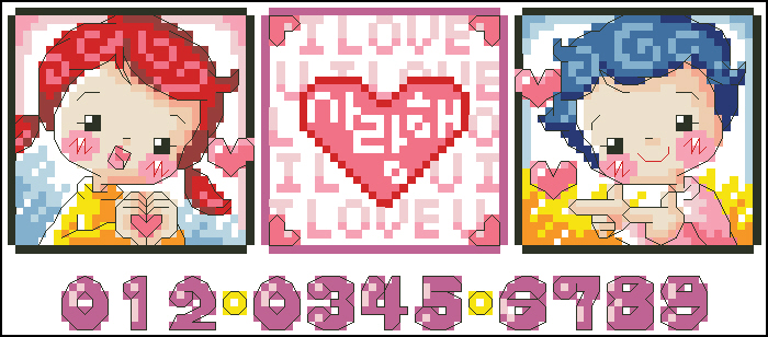 Cross stitch electronic drawings 3918 SO-427 cartoon couple pillow figure 98W * 42H17 color XSD source file