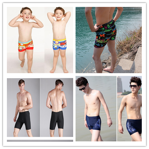 Fashion Children Men's Adult 50% Pants Swimsuit Equipped Flat Corner 50% Spa Swimsuit Waterproof Swimming Goggles Beach Pants