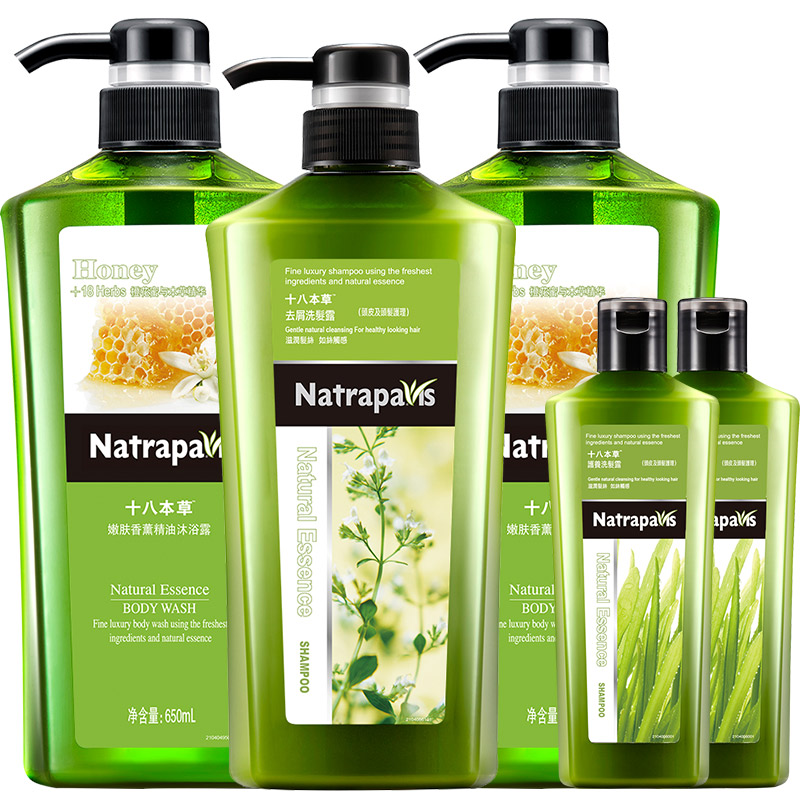 【天猫超市】十八本草沐浴露650ml*2+洗发水550ml+90ml*2威露士