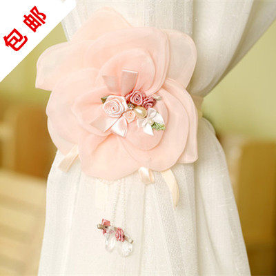 Price of 2pcs Pink Princess Bride Bridesmaid Wrist Flower Lace Fabric Strap Curtain Buckle Accessories