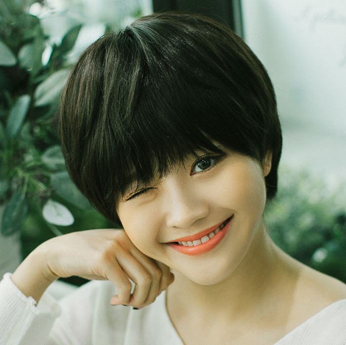 时尚女士全真人发假发套女 长刘海短发套女 舒适蓬松整顶女假发