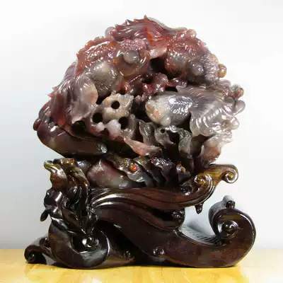 Natural Guilin chicken blood Jade on the jade carving boutique ornaments gold Jade Mansion