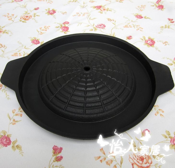 Han Style Double Ear Round Cast Iron Iron Plate Burning Pan Grill Grill Steak Grill Pan Gas Electric Stove Hotel Home Use 