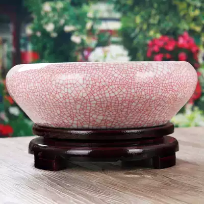 Jingdezhen ceramics Classical ice crack glaze fish farming basin Pen washing daffodil basin Shallow fish tank ashtray
