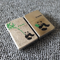 CHIEF CHIEF pure copper shell New kerosene lighter ancient silver knurled two-color panda bamboo 2 mens gifts