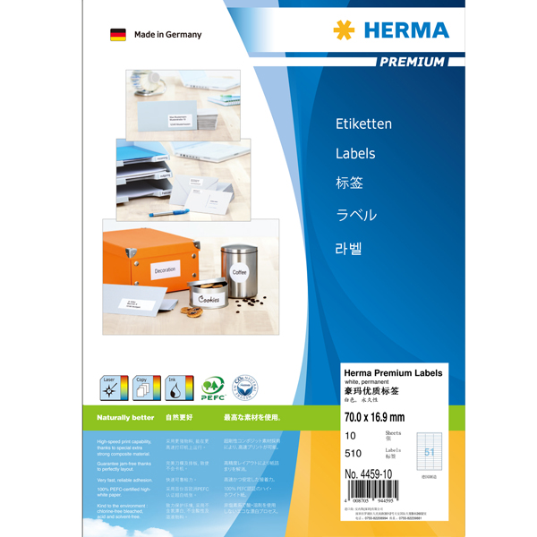HERMA German Hauma 4459-10 A4-10 Self Adhesive Printing Label Paper 70X16 9mm