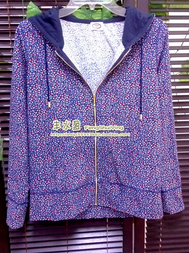 Spring, summer and autumn thin new retro foreign trade export low-key floral casual shirt-style jacket hooded zipper cardigan