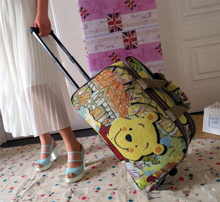 Korean version of Winnie the Pooh travel trolley case cartoon portable travel bag cute bear fashion boarding luggage