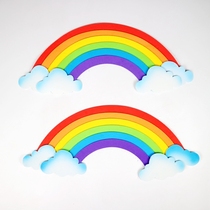 Kindergarten classroom wall decoration wall stickers theme wall material foam rainbow cloud white cloud decoration