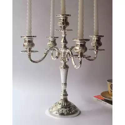 Western food silver candle holder metal five-headed European Candlestick hotel home wedding model room candlelight dinner candlestick