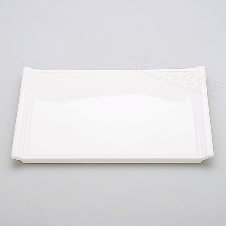 Tea tray Tea entrusted tray Tangshan pure white bone Porcelain tea set Bone China wide and narrow Two cases Upper dish Tray Ceramic Ware