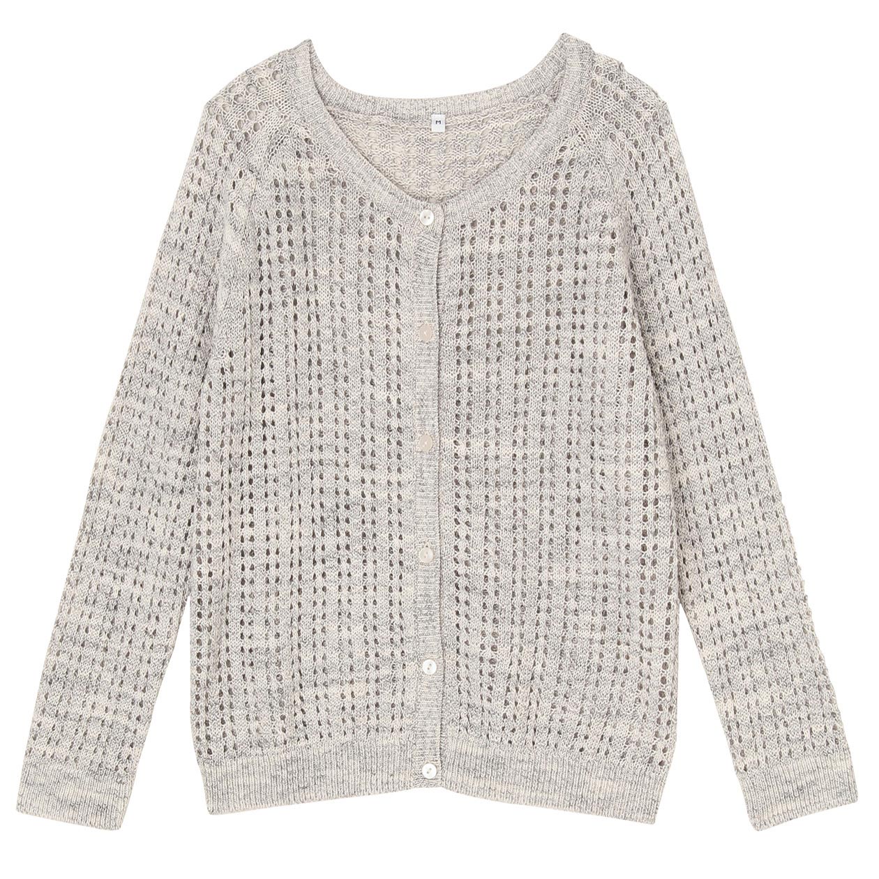 无印良品 MUJI 女式 棉网眼图案七分袖开衫