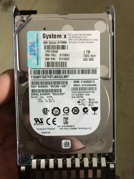Original demolition IBM 81Y9690 81Y9691 1T 1T SAS 7 2K 2 5 X3650M3 M4 hard disc