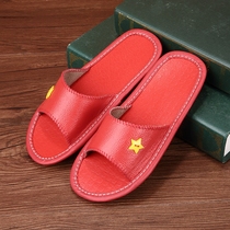 Summer leather slippers childrens slippers boys and girls cowhide leather home floor sandals non-slip beef tendons