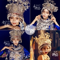 Guizhou Miao Miao Silver Headwear Collar Phoenix Bird 10 Horse Bride Dress Headwear Performance Accessories