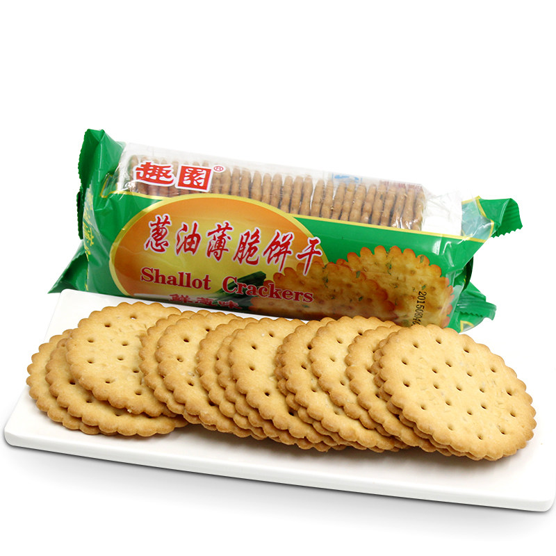 【天猫超市】趣园 葱油薄脆饼干鲜葱味163克休闲零食小吃点心○