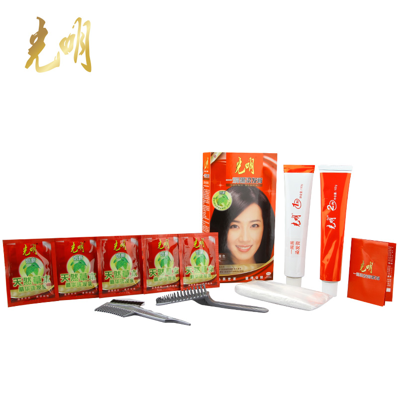德国汉高光明一焗黑染发膏40g+40g+7g*3 理想盖白发染发霜染发乳