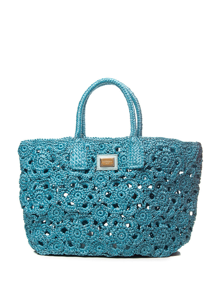 Dolce&Gabbana 蓝色编织花手提包