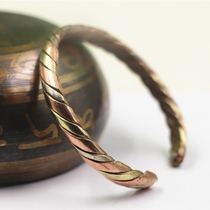 Jewelry Nepal imported handmade open three-color pure copper does not fade bracelet jewelry Tibetan ethnic style