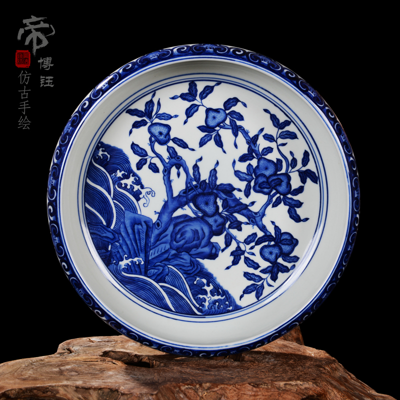 Jingdezhen ceramics vase furnishing articles XiCha manual writing brush washer water wash to antique decoration of blue and white porcelain vase restoring ancient ways