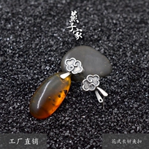 Swallow s925 sterling silver vintage silver clip Xiangyun long needle silver buckle Necklace pendant buckle jade buckle Fancy clip buckle