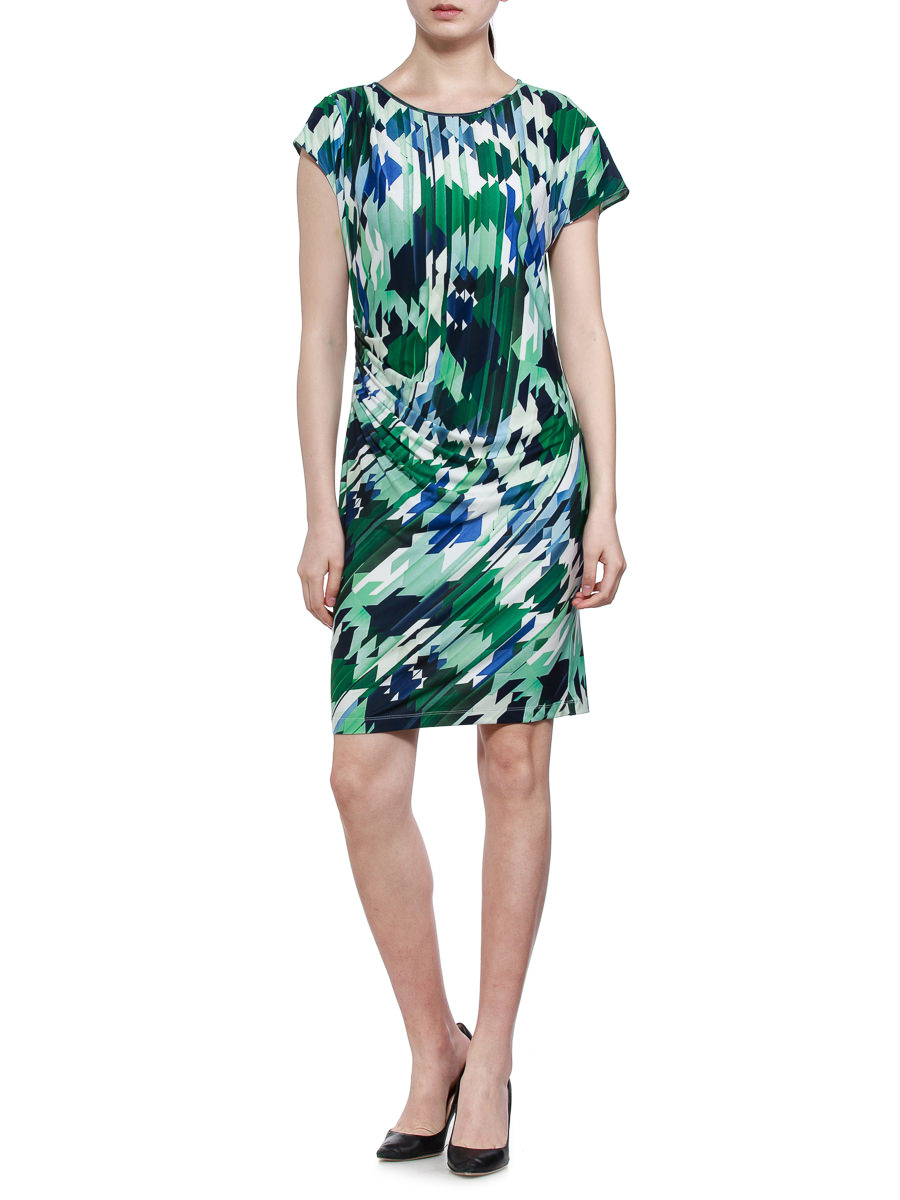 THEOPHILE 彩色几何印花褶皱连衣裙