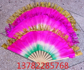 Customized three-color Phnom Penh fan dance supplies fan Yangko fan square stage theater props fan manufacturer