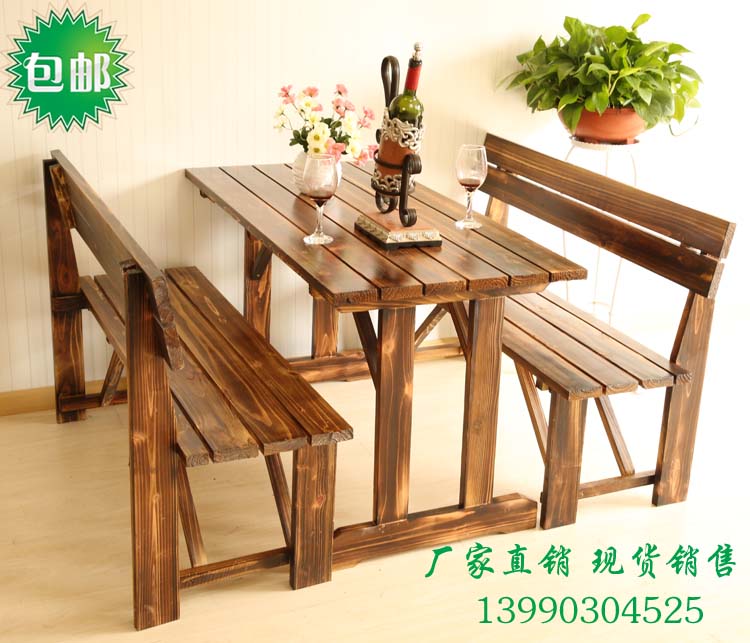 Embalming Wood Patio Outdoor Table And Chairs Solid Wood Balcony Casual Table And Table Dining Room Bar Beer Table And Chairs Pine Wood