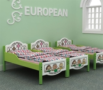 Kindergarten special bed ABC environmental protection paint wooden bed Nap bed Childrens single bed with fence baby bed