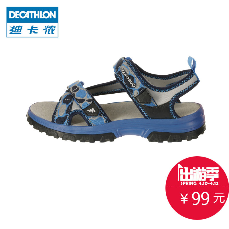 迪卡侬户外儿童凉鞋 男女大童夏季 轻便迷彩魔术贴 沙滩鞋QUECHUA