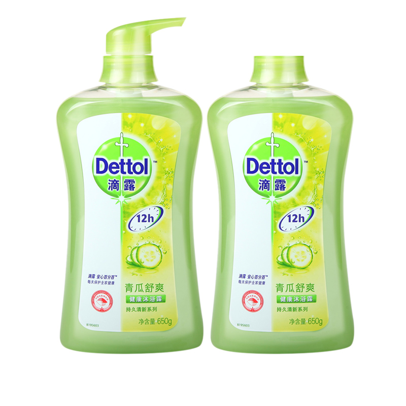 Dettol滴露沐浴露青瓜舒爽650g*2瓶健康抑菌沐浴液