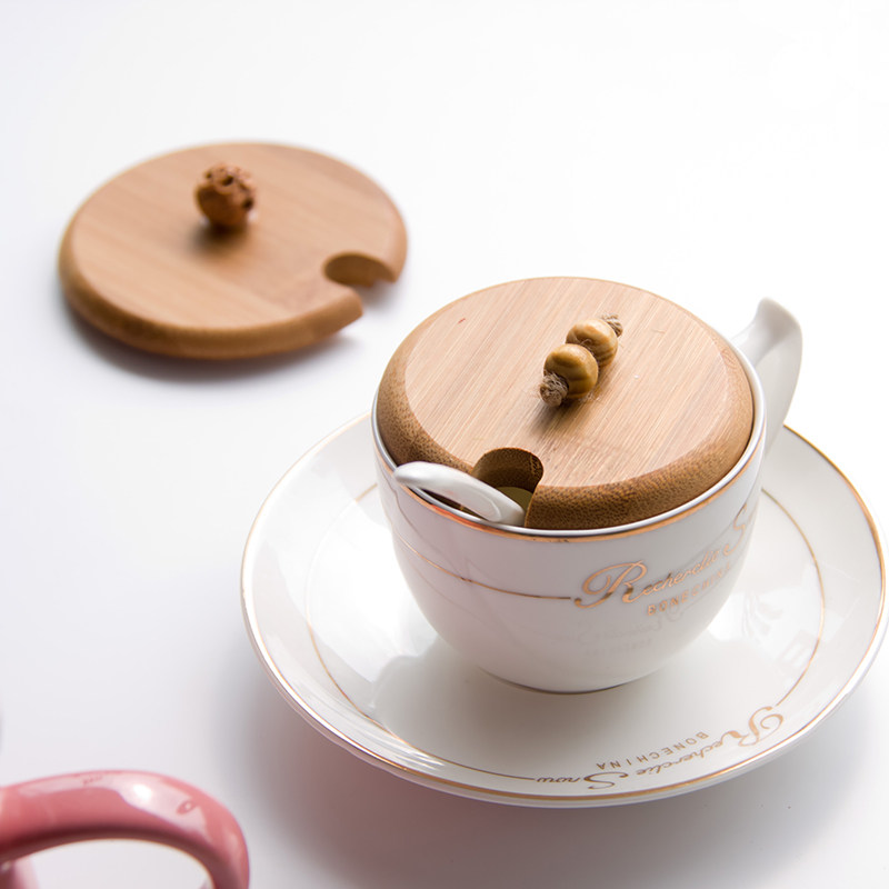 Eco-friendly solid wood bamboo diy handmade mug cover Simple bead style water cup tea cup cover