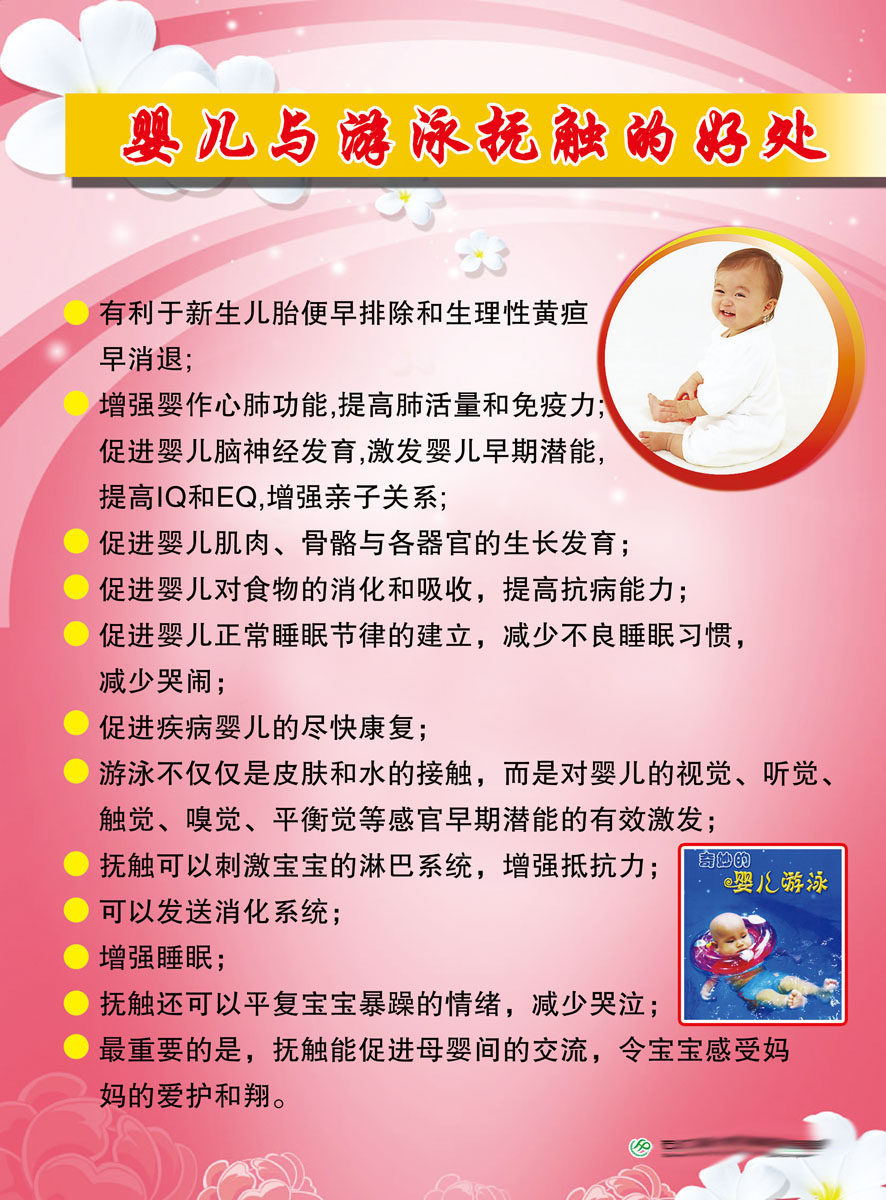 611办公装饰海报展板素材407婴儿与游泳抚触的好处